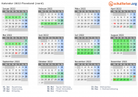 Kalender 2022 mit Ferien und Feiertagen Flevoland (nord)