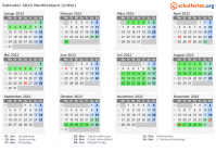 Kalender 2022 mit Ferien und Feiertagen Nordbrabant (mitte)