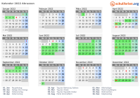 Kalender 2022 mit Ferien und Feiertagen Abruzzen
