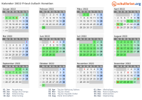 Kalender 2022 mit Ferien und Feiertagen Friaul-Julisch Venetien