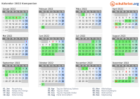 Kalender 2022 mit Ferien und Feiertagen Kampanien