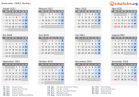 Kalender 2022 mit Ferien und Feiertagen Italien