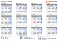 Kalender 2022 mit Ferien und Feiertagen Kuba