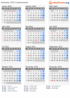Kalender  mit Ferien und Feiertagen Liechtenstein