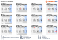 Kalender  mit Ferien und Feiertagen Litauen