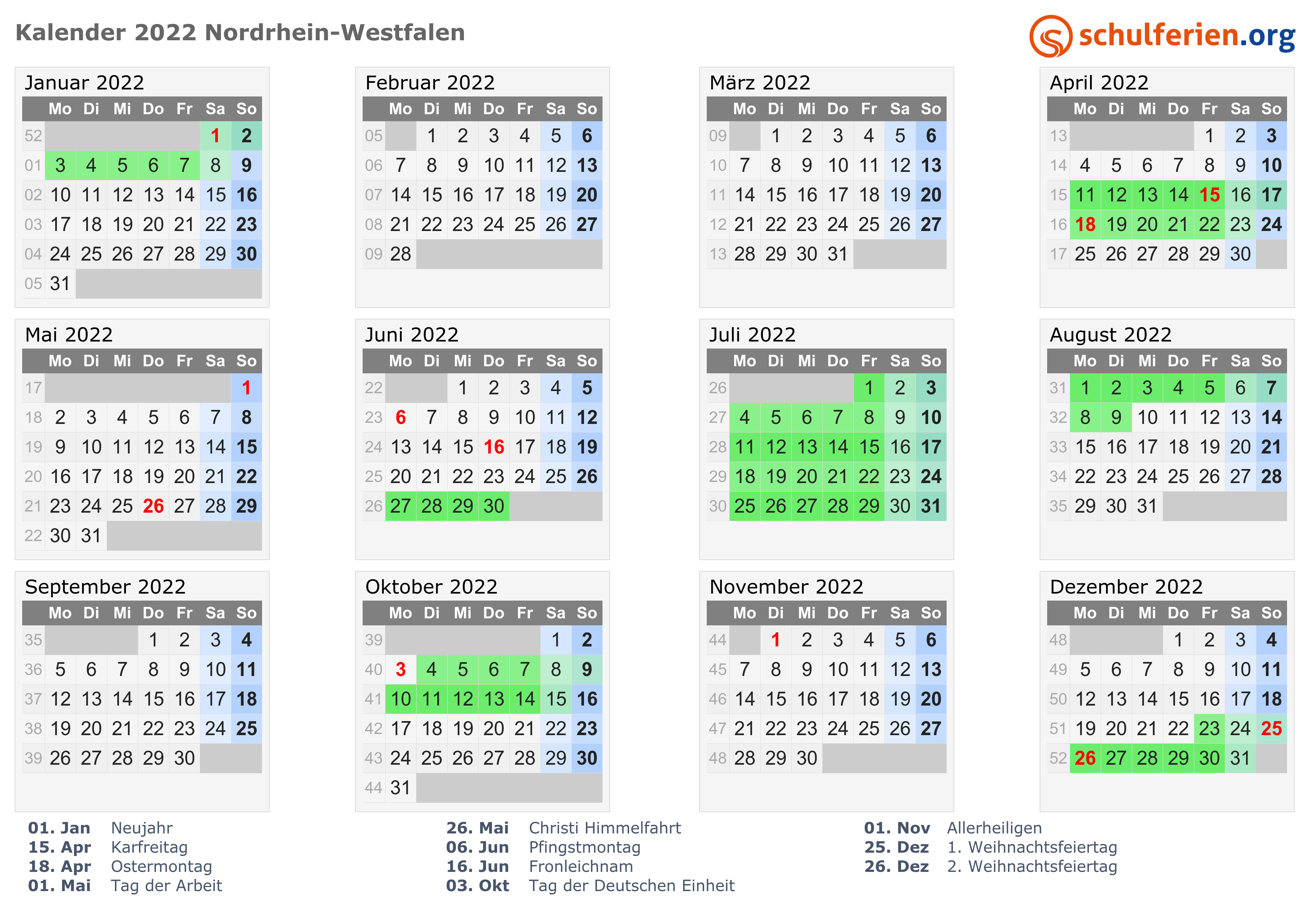 Kalender 2021 2022 Nordrhein Westfalen