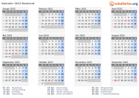 Kalender 2022 mit Ferien und Feiertagen Buskerud