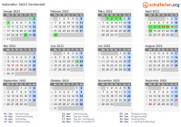 Kalender 2022 mit Ferien und Feiertagen Innlandet