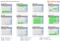 Kalender 2022 mit Ferien und Feiertagen Ermland-Masuren
