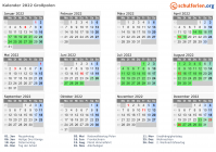 Kalender 2022 mit Ferien und Feiertagen Großpolen