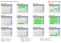 Kalender 2022 mit Ferien und Feiertagen Niederschlesien