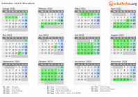 Kalender 2022 mit Ferien und Feiertagen Obwalden