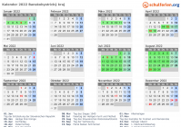 Kalender 2022 mit Ferien und Feiertagen Banskobystrický kraj