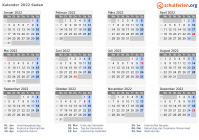 Kalender 2022 mit Ferien und Feiertagen Sudan