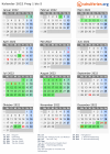Kalender 2022 mit Ferien und Feiertagen Prag 1 bis 5