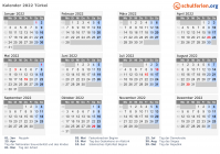 Kalender  mit Ferien und Feiertagen Türkei