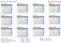 Kalender 2022 mit Ferien und Feiertagen Vatikanstadt