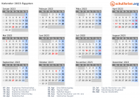 Kalender 2023 mit Ferien und Feiertagen Ägypten