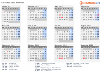 Kalender 2023 mit Ferien und Feiertagen Albanien