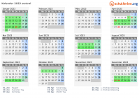 Kalender 2023 mit Ferien und Feiertagen zentral