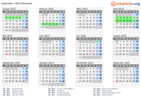 Kalender 2023 mit Ferien und Feiertagen Brüssel