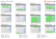 Kalender 2023 mit Ferien und Feiertagen Flandern