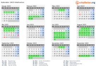Kalender 2023 mit Ferien und Feiertagen Wallonien