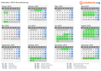 Kalender 2023 mit Ferien und Feiertagen Brandenburg