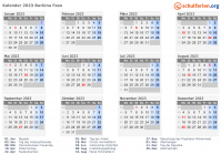 Kalender 2023 mit Ferien und Feiertagen Burkina Faso