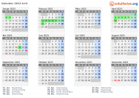 Kalender 2023 mit Ferien und Feiertagen Arrö