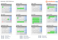 Kalender 2023 mit Ferien und Feiertagen Ballerup