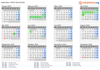 Kalender 2023 mit Ferien und Feiertagen Bornholm