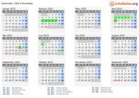 Kalender 2023 mit Ferien und Feiertagen Brøndby