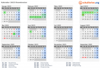 Kalender 2023 mit Ferien und Feiertagen Brønderslev