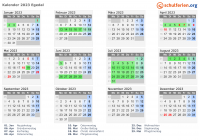 Kalender 2023 mit Ferien und Feiertagen Egedal