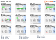 Kalender 2023 mit Ferien und Feiertagen Fanø