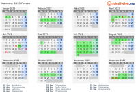 Kalender 2023 mit Ferien und Feiertagen Furesø