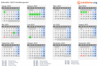 Kalender 2023 mit Ferien und Feiertagen Guldborgsund