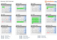 Kalender 2023 mit Ferien und Feiertagen Halsnæs