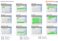 Kalender 2023 mit Ferien und Feiertagen Herning