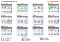 Kalender 2023 mit Ferien und Feiertagen Høje-Taastrup