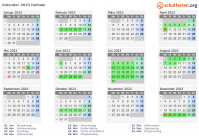 Kalender 2023 mit Ferien und Feiertagen Holbæk