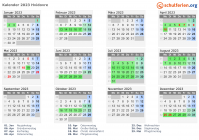 Kalender 2023 mit Ferien und Feiertagen Hvidovre
