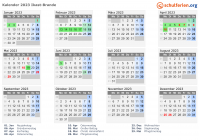 Kalender 2023 mit Ferien und Feiertagen Ikast-Brande