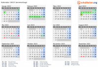 Kalender 2023 mit Ferien und Feiertagen Jammerbugt