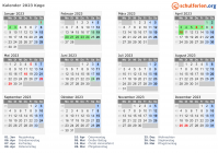 Kalender 2023 mit Ferien und Feiertagen Køge