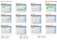 Kalender 2023 mit Ferien und Feiertagen Laesø