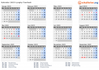 Kalender 2023 mit Ferien und Feiertagen Lyngby-Taarbæk