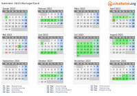 Kalender 2023 mit Ferien und Feiertagen Mariagerfjord