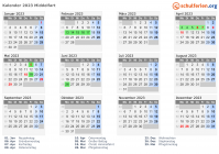 Kalender 2023 mit Ferien und Feiertagen Middelfart